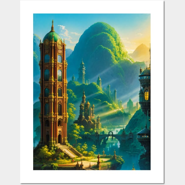 Solarpunk Futuristic Tower Wall Art by CursedContent